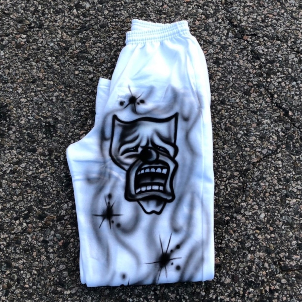 Smile now cry later airbrush sweatpants